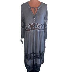 POL Black Boho Lace Panel Midi Dress NWT Women's S (Fits M/L) Oversized Whimsy